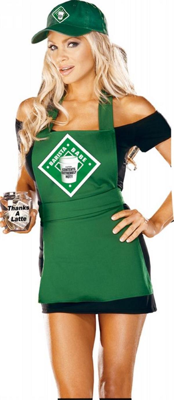 Adult Ladies UK Size 14-16 Barista Babe Sexy Coffee Waitress Fancy Dress Costume